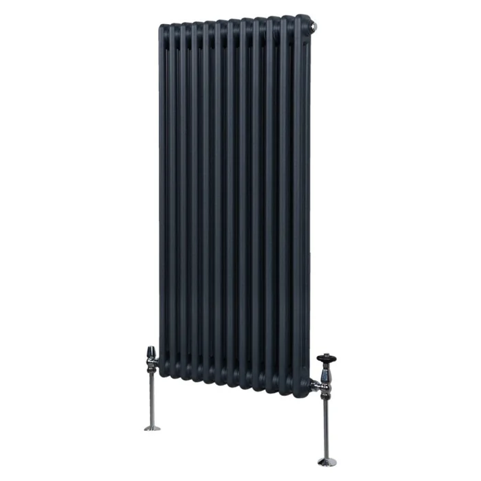 Traditional 2 Column Radiator 1500mm x 562mm Modern Central Heating Heater Matt Anthracite Grey Carbon Steel Vertical Wall Mounted Kitchen Living Room Bathroom Cleaning Brush Fixing Kit & Brackets
