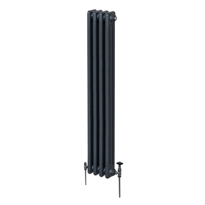Traditional 3 Column Radiator 1800mm x 202mm Modern Central Heating Heater Matt Anthracite Grey Carbon Steel Vertical Wall Mounted Kitchen Living Room Bathroom Cleaning Brush Fixing Kit & Brackets