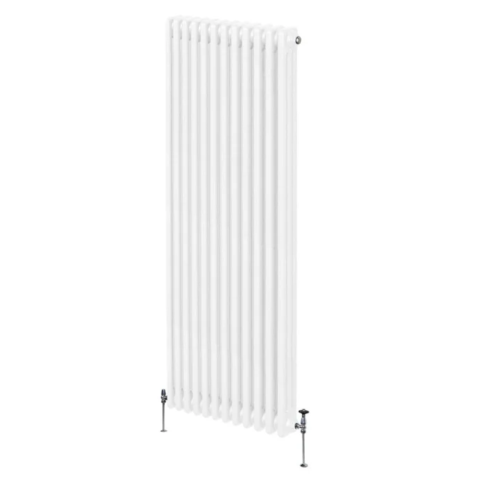 Traditional 3 Column Radiator 1800mm x 562mm Modern Central Heating Heater Gloss White Carbon Steel Vertical Wall Mounted Kitchen Living Room Bathroom Cleaning Brush Fixing Kit & Brackets