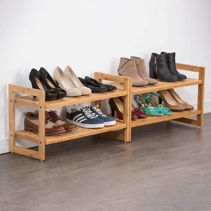 TRINITY Bamboo 2-tier Shoe Rack, 2-pack