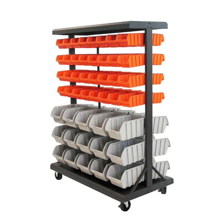 TRINITY Dual-Sided Mobile, Black Rolling Bin Rack 19.75 x 35.50 x 48.50 inches