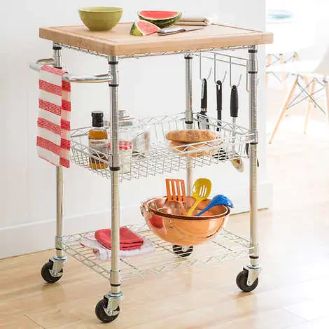TRINITY EcoStorage® Bamboo Top Kitchen Cart
