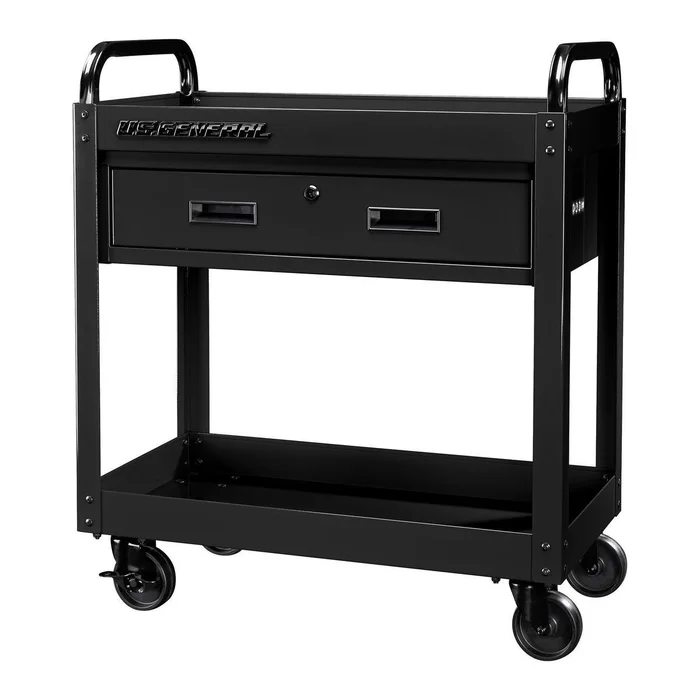 U.S. GENERAL 30 in., 1-Drawer Service Cart, Black