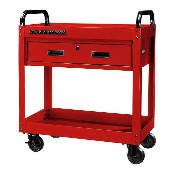 U.S. GENERAL 30 in., 1-Drawer Service Cart, Red