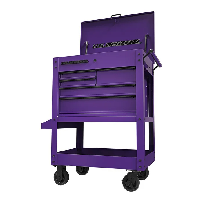 U.S. GENERAL 30 in., 5-Drawer Mechanics Cart, Purple