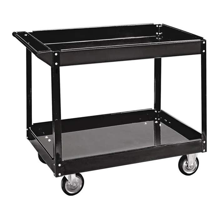 U.S. GENERAL 36 in. x 24 in. Two Shelf Steel Service Cart, Black
