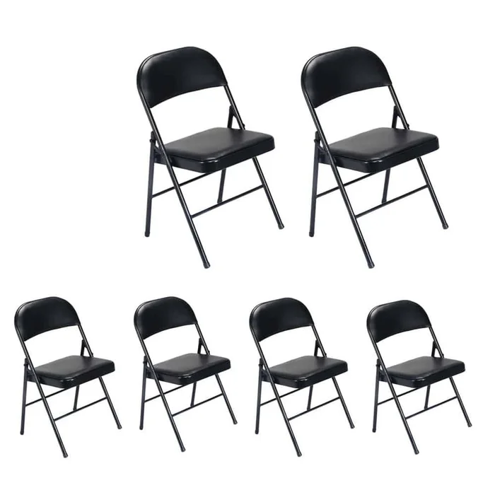 UBesGoo 6 Pack Folding Chairs Cushioned Padded Seat Wedding Chairs with Metal Frame Home Office Party Use Black