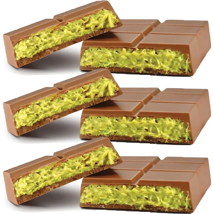 UniqBite Dubai Chocolate Bar Pistachio I Viral Knafeh Chocolate Bar with Pistachio Cream and Kataifi, 3 pack, Total 9.5 oz (270gr)