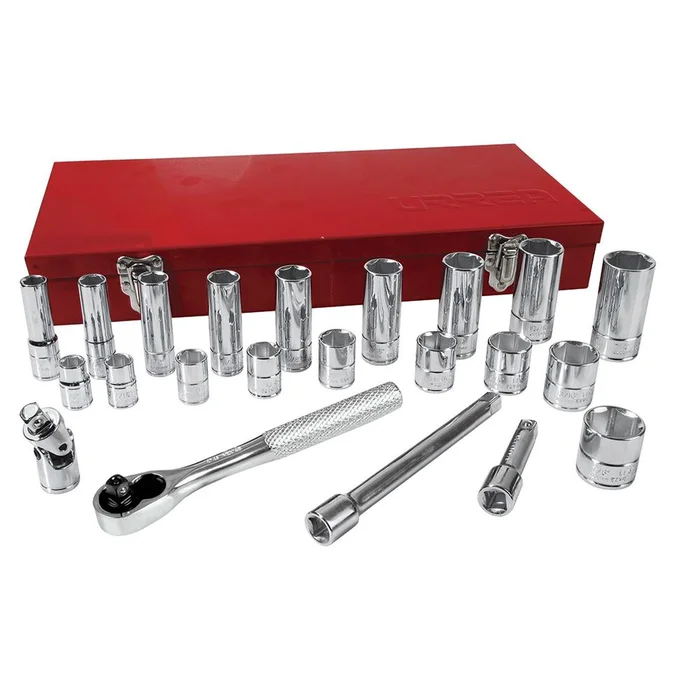 URREA 23-Piece Standard (SAE) 3/8-in Drive 6-point Set Intermediate Socket Set