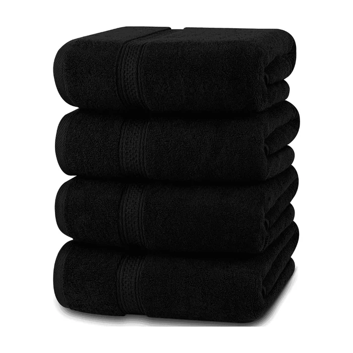 Utopia Towels 4 Pack Premium Bath Towels Set, 27 x 54 Inches, Black