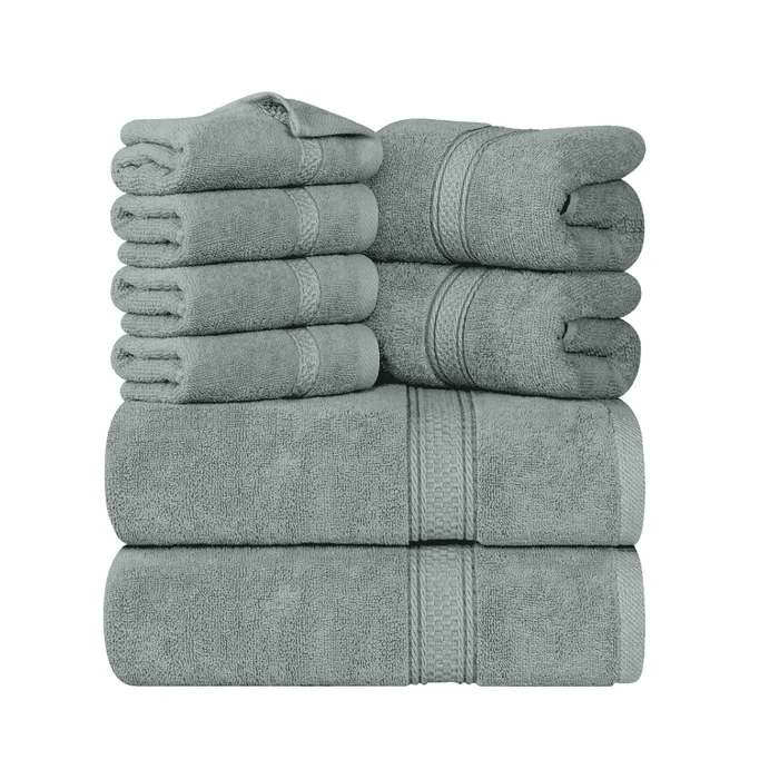 Utopia Towels 8-Piece Premium Towel Set, 2 Bath Towels, 2 Hand Towels, and 4 Wash Clothsm, Cool Grey