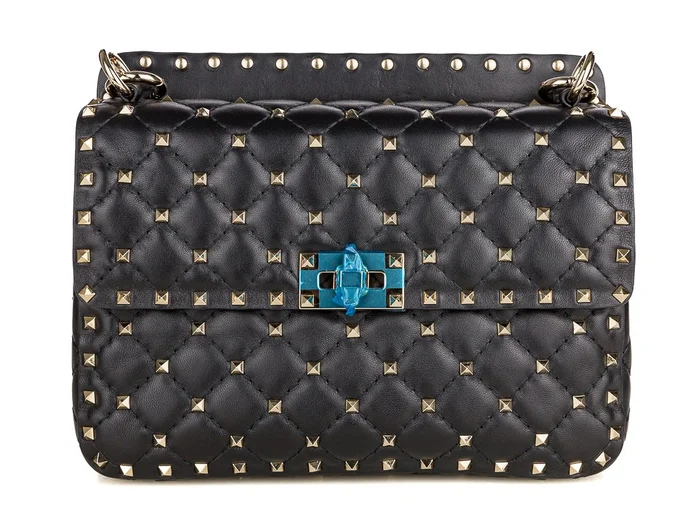 Valentino Medium Nappa Rockstud Spike Black Leather Bag