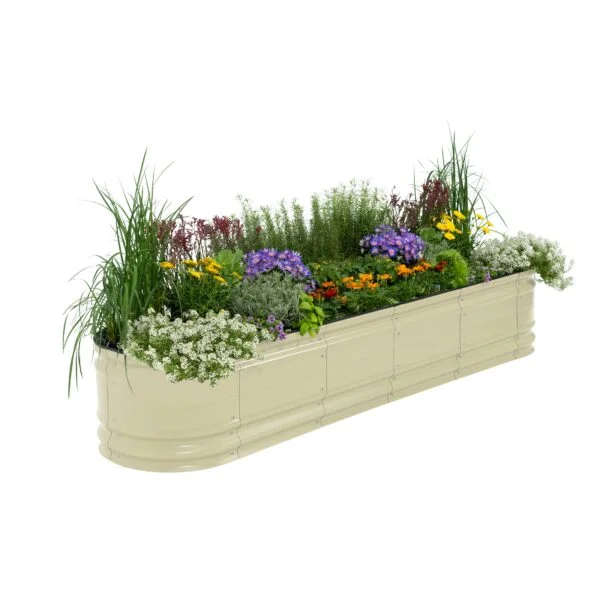 Vego Garden 42-Inches W x 78-Inches L x 17-Inches H Pearl White Galvanized Metal Raised Garden Bed
