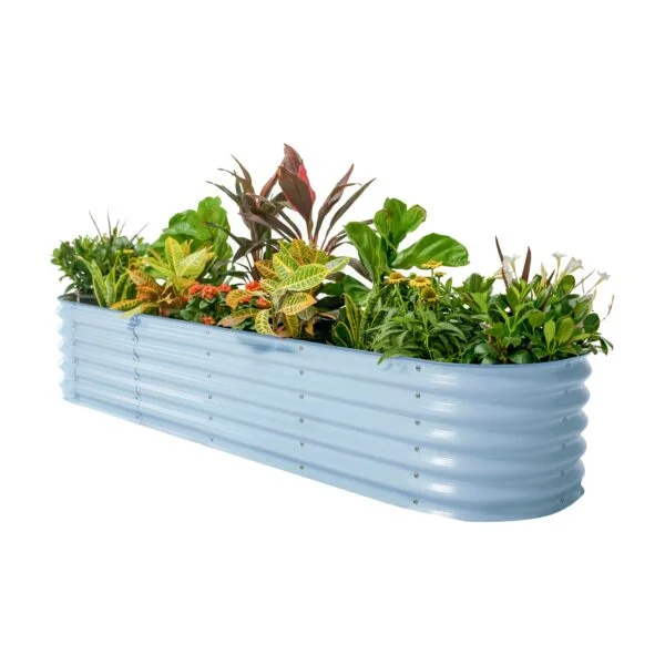 Vego Garden 42-Inches W x 78-Inches L x 17-Inches H Sky Blue Galvanized Metal Raised Garden Bed