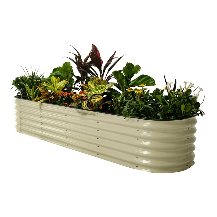 Vego Garden 48-Inches W x 96-Inches L x 17-Inches H Pearl White Metal Raised Garden Bed