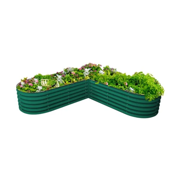 Vego Garden 84-Inches W x 84-Inches L x 17-Inches H British Green Galvanized Metal Raised Garden Bed