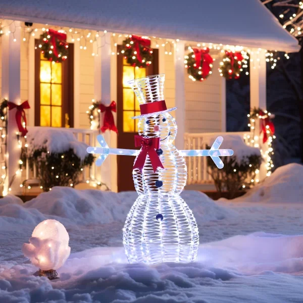 VEIKOUS 53.1-in Snowman Free Standing Decoration with White LED Lights