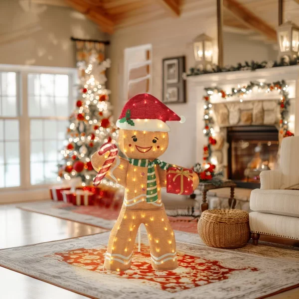 VEIKOUS 61.2-in Gingerbread Man Free Standing Decoration with White LED Lights