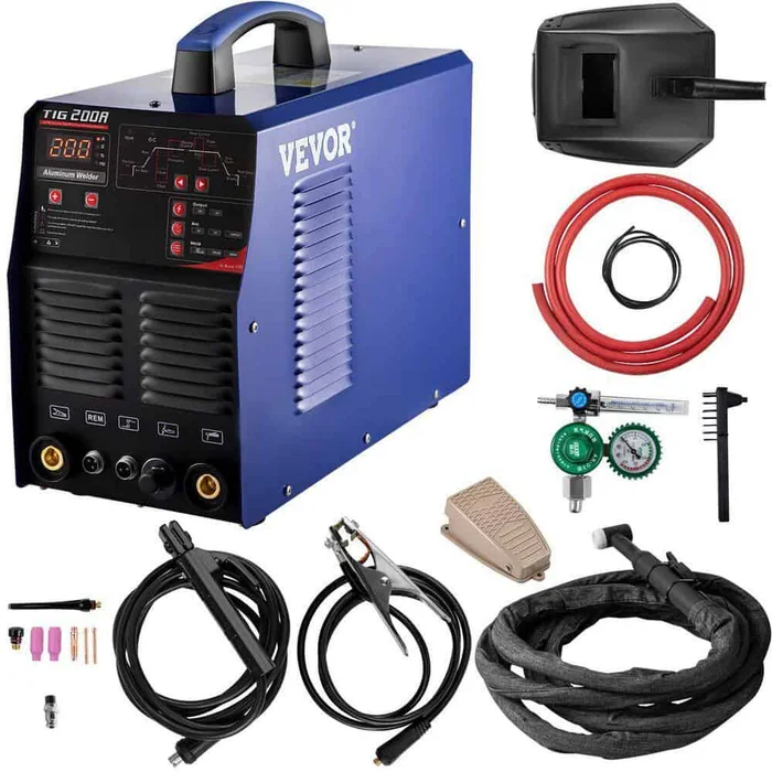 VEVOR HJJZLSZHMCTIGO3TCV5 3-in-1 TIG/MMA/ARC Welder 200 Amp AC/DC 110-Volt/220-Volt Welding Machine Aluminum with Inverter IGBT and Digital Panel