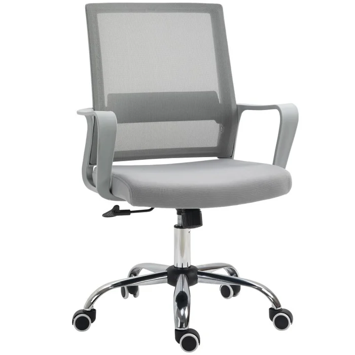 Vinsetto Office Chair, Ergonomic Desk Chair, Mesh Computer Chair with Back Support, Adjustable Height and Swivel Rolling Wheels, Grey