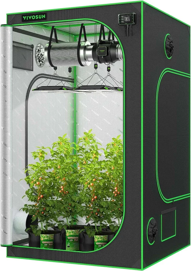VIVOSUN S448 4×4 Grow Tent, 48″x48″x80″ High Reflective Mylar with Observation Window