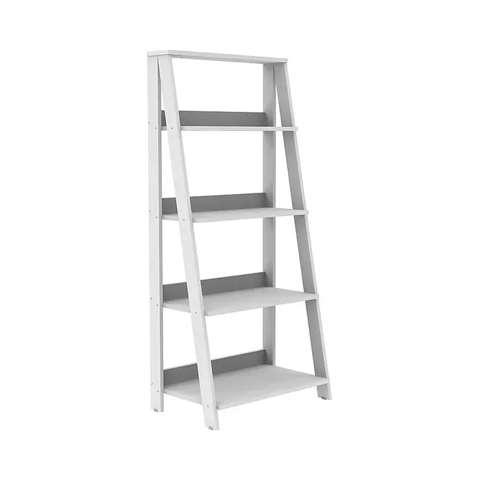 Walker Edison – 55″ Leaning Ladder 4-Shelf Bookcase – White