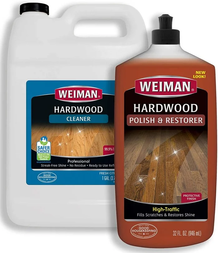 Weiman Hardwood Floor Cleaner and Polish – 128 Oz Cleaner and 32 Oz Polish
