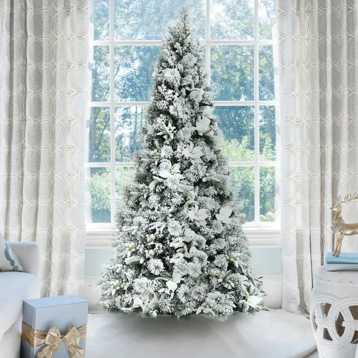WELLFOR 7-ft Flocked White Artificial Christmas Tree