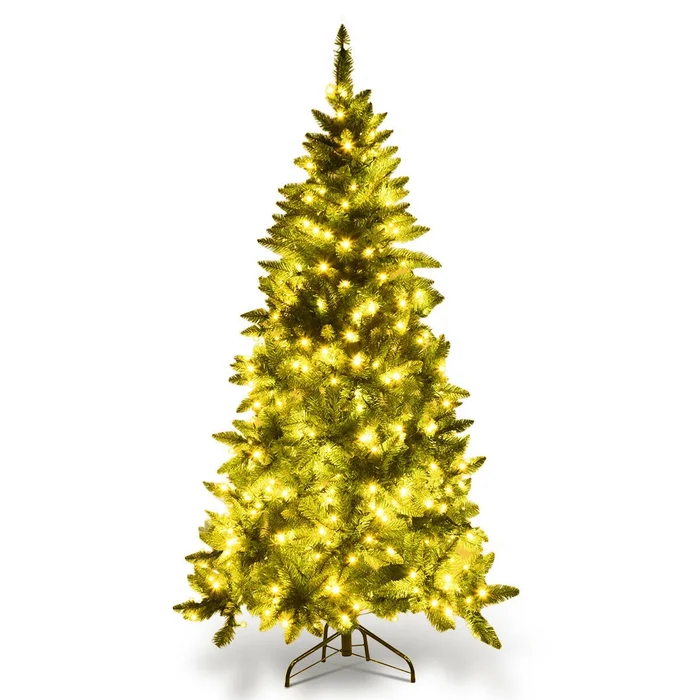 WELLFOR Half Tree 6-ft Pre-lit Pencil Artificial Christmas Tree with Clear LED Lights
