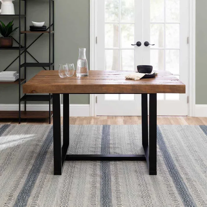 Welwick Designs 52 in. Reclaimed Barnwood Distressed Solid Wood Dining Table