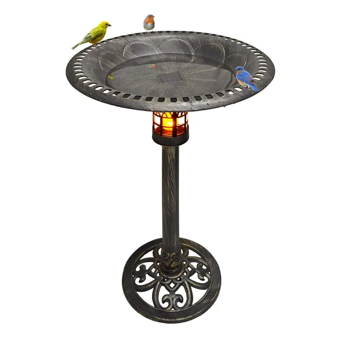 Westcharm 34″ Solar LED Bird Bath: Outdoor Garden Decoration, Antique Bronze