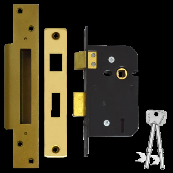 WILLENHALL LOCKS M5 5 Lever Sashlock 64mm Keyed To Differ – Polished Brass