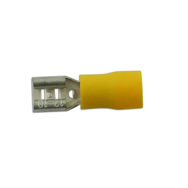 Wiring Connectors – Yellow – 6.3mm Female Slide-On – Pack Of 100