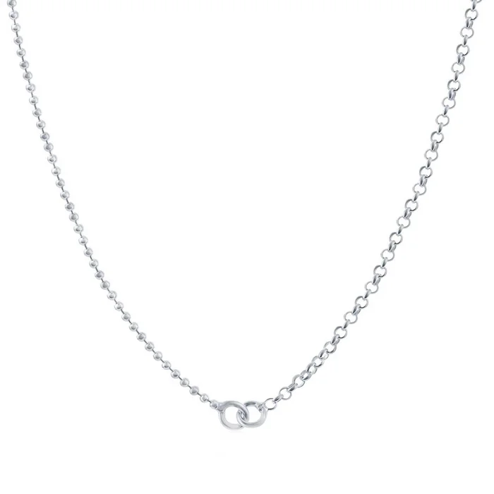 Women’s Chain – Silver Half Rolo and Beaded Style, 16 Inch | Q-5751-16