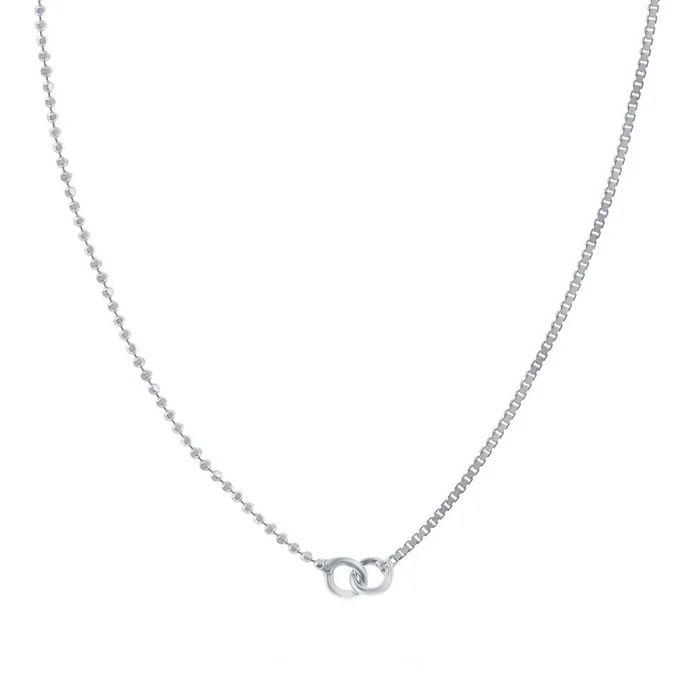 Women’s Chain – Sterling Silver Half Beads and Box, 18 Inch | Q-5753-18