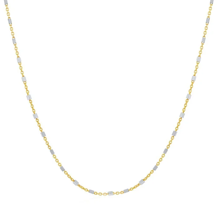 Women’s Chain – Two Tone Sterling Silver Square Beads Shape | Q-5743-18