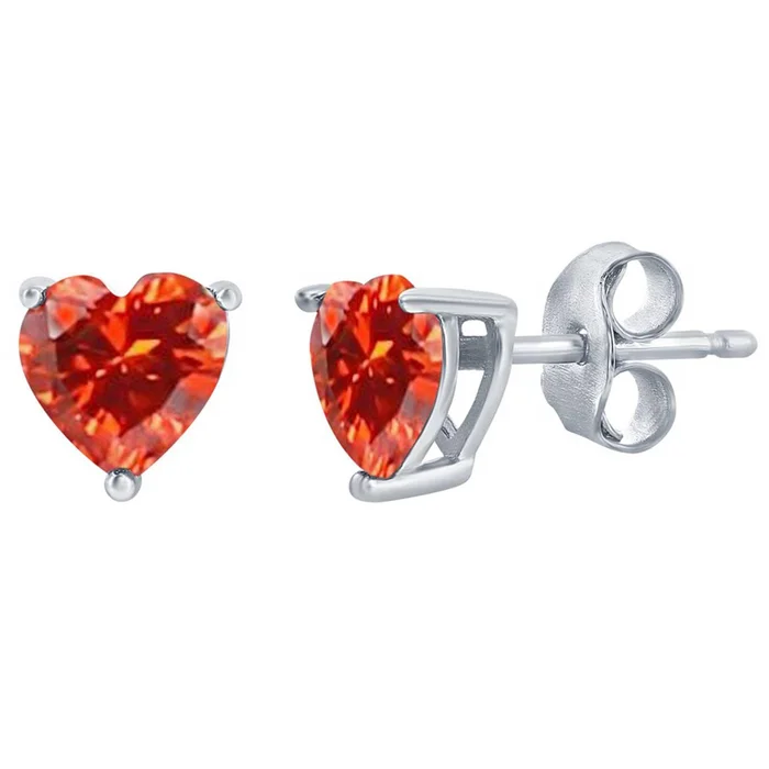 Women’s Earrings – SS 6mm Burgundy “January” Heart Preciosa Crystal | D-8417