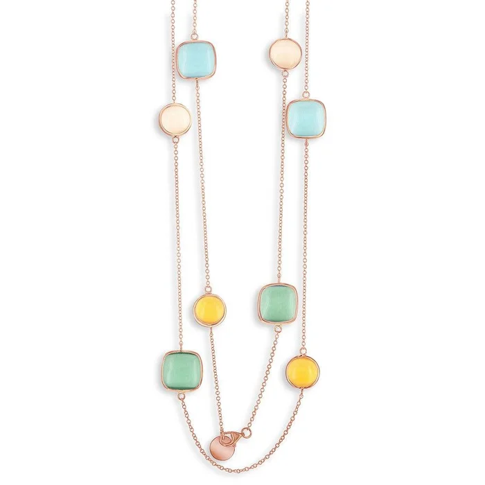 Women’s Necklace Sterling Silver Robin Blue, Pink, Green and Mango