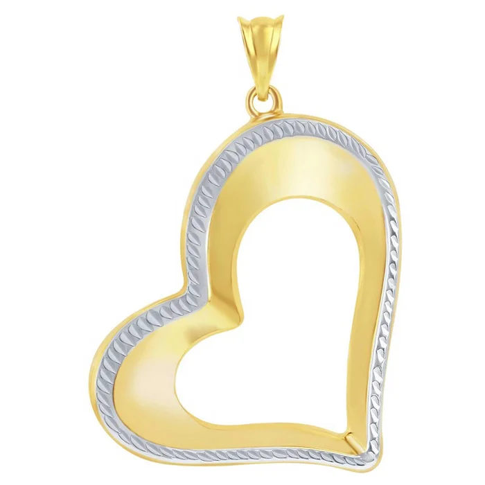 Women’s Pendant – 14K Yellow and White Gold Open Heart | 14J-219