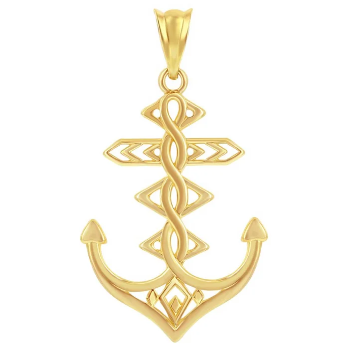 Women’s Pendant – 14K Yellow Gold Designed Anchor | 14J-216