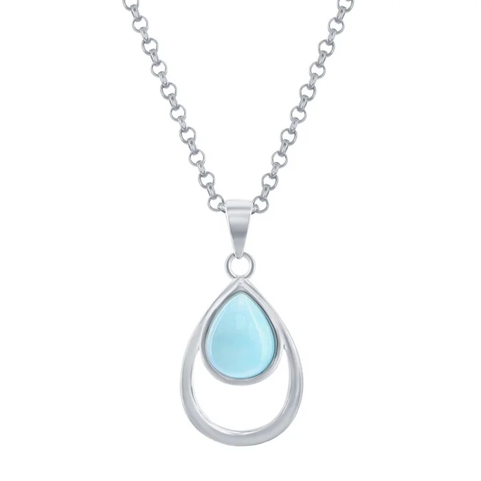 Women’s Pendant – Sterling Larimar Double Pear Shaped | K-8944