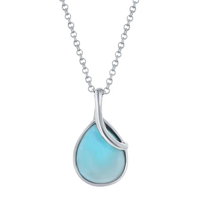Women’s Pendant – Sterling Pear Shaped Larimar Twist | K-8425