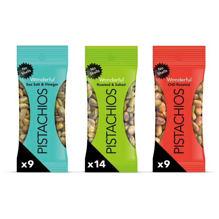 Wonderful Pistachios No Shells, 3 Flavors Mixed Variety Pack of 32 (0.75 Ounce), Office Snacks, Bulk Snacks