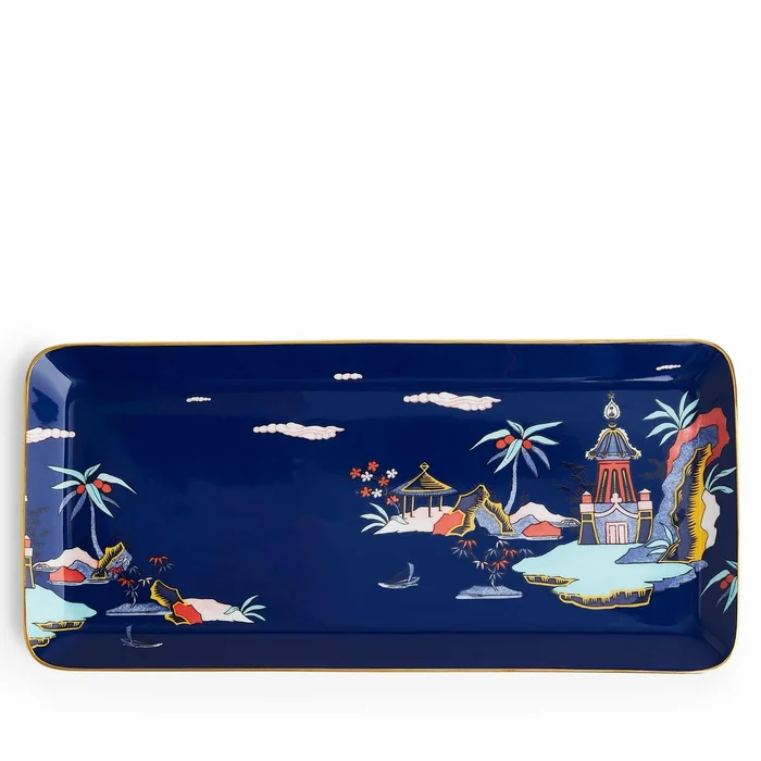 Wonderlust Blue Pagoda Sandwich Tray 34cm