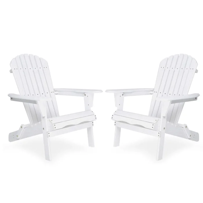 Wood Lounge Patio Chair for Garden Outdoor Wooden Folding Embossed Adirondack Chair Set of 2 Solid 07994033