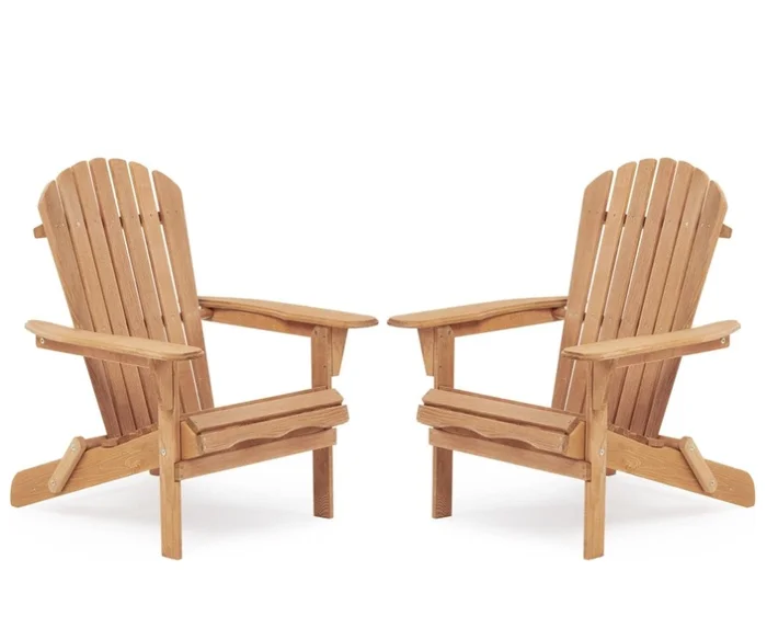 Wooden Outdoor Folding Adirondack Chair Set of 2 Wood Lounge Patio Chair for Garden,Garden, Lawn, 19611742