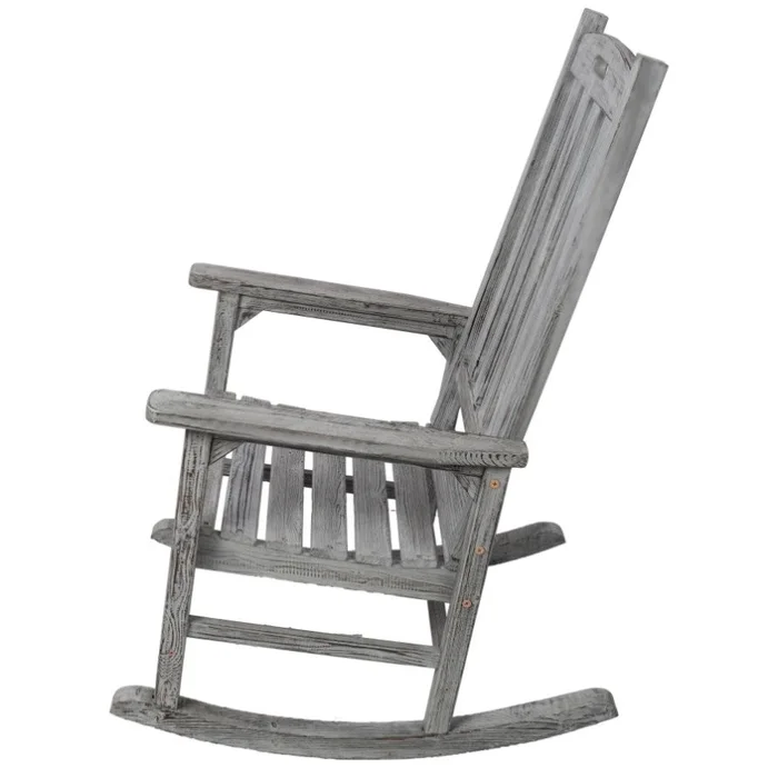 Wooden Oversized Porch Rocker Chair With Wide Seat and Tall Backrest,High Back Smooth Rocking Chairs 21024321