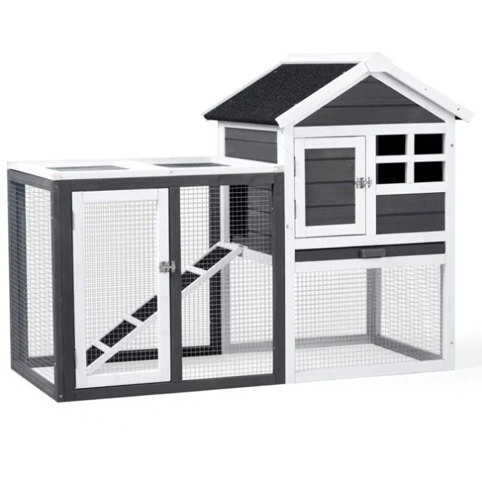Wooden Rabbit Hutch Outdoor Chicken Coop Indoor Bunny Cage with Run, Guinea Pig House Pet House with 92638093