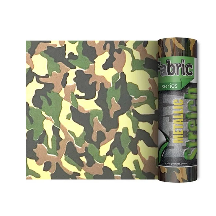 Woodland Camo Metallic Stretch HTV 140mm x 500mm