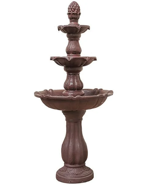 XBrand 3-Tier Freestanding Waterfall Fountain, Outdoor Garden, Yard, Lawn, Porch Décor, 51 Inch Tall, Brown